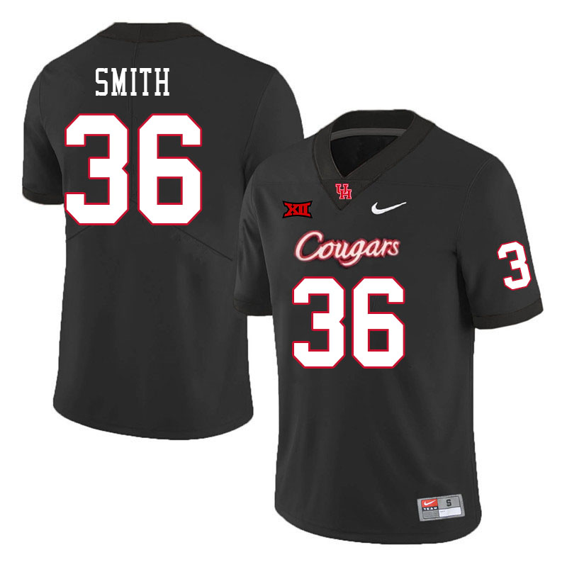 Men #36 Sherman Smith Houston Cougars Big 12 XII College Football Jerseys Stitched-Black - Click Image to Close